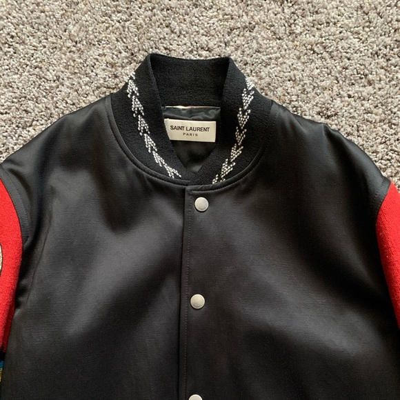 Saint Laurent Satin-Wool Teddy jacket with embroidered sleeves - Picture 10 of 16